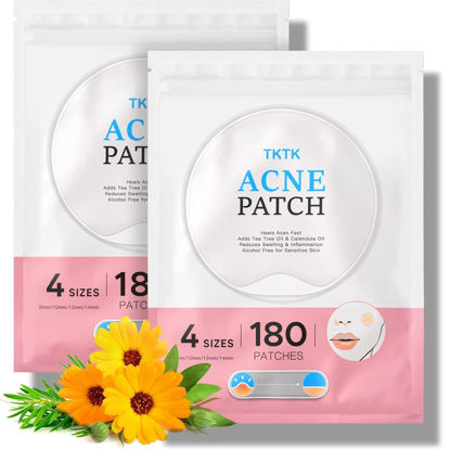 Picture of TKTK Pimple Patches Acne Patches for Face, 4 Sizes 360 Patches Hydrocolloid Acne Cover Patch, Clear Easy To Peel Acne Absorbing Zit Patch with Tea Tree & Calendula Oil