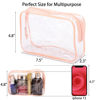 Picture of Tbestmax 10 Pcs Clear Cosmetic Bags Small Makeup Bags Portable Waterproof Travel Toiletry Bags Organizer Peach Pink, 7.5"x 4.8"x 2.3"