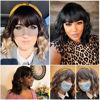 Picture of Ucubb Black Mixed Brown Wig for Black Women 14 Inch Short Wavy Hair Wigs Curly Bob Wig with Bangs Wigs Shoulder Length Wigs for Black Women Bob Style Synthetic Heat Resistant Bob Wigs