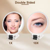 Picture of BOOMIBOO 1X/10X Magnifying Handheld Mirror Double Sided, Foldable Travel Makeup Mirror, Adjustable Rotation Pedestal Hand/Hanging/Desk Vanity Mirror-Clear