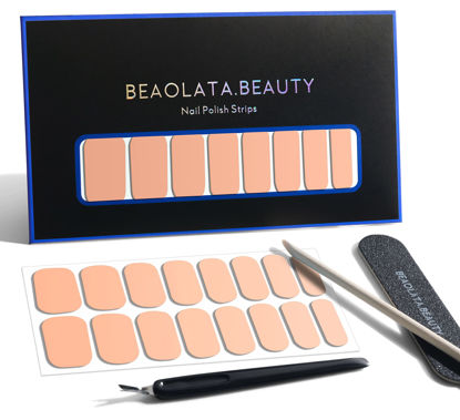 Picture of Beaolata Nail Polish Strips, 32 Nail Wraps, Nail Stickers, Gel Nail Strips, Easy Apply& Remove, Long Lasting, Salon Quality (Apricot)