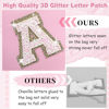 Picture of Small Personalized Initial A-Z Patch Makeup Bag,Pink Cute PU Leather Glitter Letter Cosmetic Bag for Teen Girls,Travel Toiletry Bag with Zipper,Preppy Monogrammed Birthday Gift for Daughter Niece L