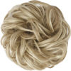 Picture of FESHFEN Messy Bun Hair Piece - Large Wavy Curly Elastic Hair Bun Scrunchies Ponytail Extensions Synthetic Chignon Hairpieces for Women, Light Ash Brown & Bleach Blonde 1.94oz