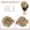 Picture of FESHFEN Messy Bun Hair Piece - Large Wavy Curly Elastic Hair Bun Scrunchies Ponytail Extensions Synthetic Chignon Hairpieces for Women, Light Ash Brown & Bleach Blonde 1.94oz