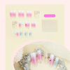 Picture of RUOKEXIN Long Coffin Press on Nails French Tip Fake Nails Ombre False Nails with 3D Butterfly Designs Pink Smudge Artificial Nails Glossy Glue on Nails Summer Stick on Nails for Women 24Pcs