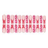 Picture of RUOKEXIN Valentine Pink Press on Nails Long Square Fake Nails French Tip False Nails with Heart Designs Sparkly Artificial Nails Valentine Day Glue on Nails Cute Stick on Nails for Women 24Pcs