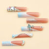 Picture of RUOKEXIN Long Square Press on Nails French Tip Fake Nails Blue Ombre False Nails with Rhinestones Designs Long Square Nail Press ons Glitter Glue on Nails Cute Stick on Nails for Women 24Pcs