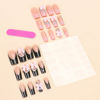 Picture of RUOKEXIN Long Square Press on Nails French Tip Fake Nails Pink Black False Nails with Bow Rhinestones Designs Long Square Glue on Nails Sparkly Artificial Nails Cute Stick on Nails for Women 24Pcs
