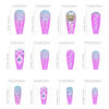 Picture of RUOKEXIN Long Press on Nails Coffin Fake Nails Purple False Nails with 3D Gold Butterfly Rhinestones Designs Glossy Nail Press ons Acrylic Artificial Nails Summer Stick on Nails for Women 24Pcs