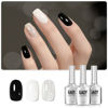 Picture of GAOY Gel Nail Polish Kit, 3 Colors Black Milky White Jelly Glitter, Sheer Clear Soak Off UV Gel Polish Set - Evening Lights