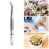 Picture of Stainless Steel Tweezers, with Curved Serrated Tip Multipurpose Tweezers Sewing Machine Tweezers Forceps for Craft Repairing (2 Pcs set)