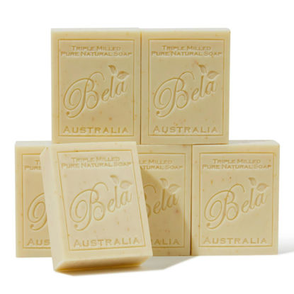 Picture of BELA - Triple Milled Pure Natural Soap Bars - Almond, 3.3 oz (Pack of 6) - Organic Shea Butter - Rich Creamy Lather - Triple French Milled - Long Lasting - Made in Australia
