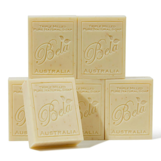 Picture of BELA - Triple Milled Pure Natural Soap Bars - Almond, 3.3 oz (Pack of 6) - Organic Shea Butter - Rich Creamy Lather - Triple French Milled - Long Lasting - Made in Australia