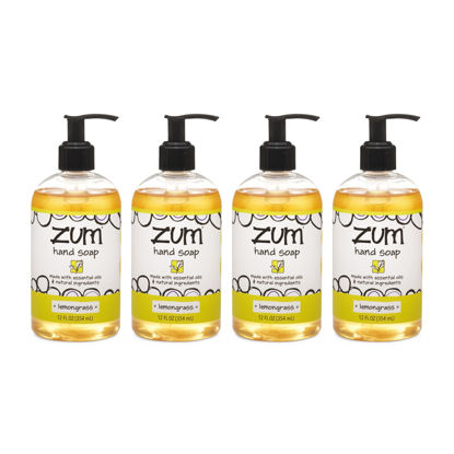 Picture of Zum Indigo Wild Hand Soap - Natural Liquid Hand Soap - Perfect Bathroom & Kitchen Hand Soap - Lemongrass Scent - 12 oz (4 Pack)