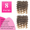 Picture of ToyoTree Ocean Wave Crochet Hair - 16 Inch 8 Packs Ombre Light Brown to Blonde Crochet Braids, Synthetic Braiding Hair Extensions (16 inch, T4/27)