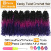 Picture of Aksice Pre-looped Yanky Twist Crochet Hair 10 Inch 8 Packs Bohemian Passion Twist Spring Mini Twist Crochet Hair for Black Women Boho Crochet Braids Synthetic (#1b/purple/blue)