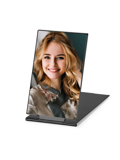 Picture of MIRRORNOVA Portable Folding Mirror, Ultra-Slim Durable Makeup Tabletop Mirror for Travel with Aluminum Shell, Black, Mini Size, 3.3''