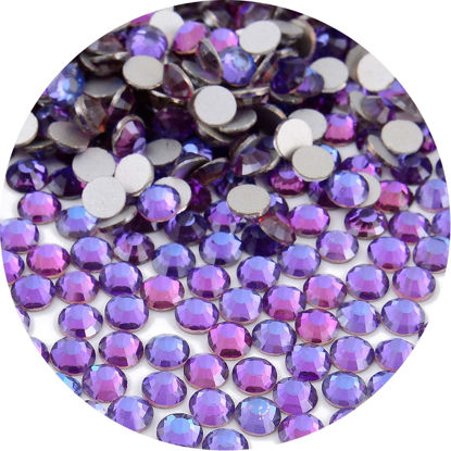 Picture of NCB 3000pcs Flatback Round Glass Nail Art Rhinestones Crystal for DIY Making Accessories Shoes, Clothes, Face Art, Bags, Manicure (Purple Velvet, SS5 3000pcs)