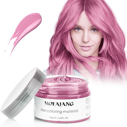 Picture of Temporary Hair Color Wax Kit - Hair Paint Wax with Hair Brush and Claw Clips, Light Pink, 4.23 Oz for Halloween, Cosplay Party, Christmas for Women, Men and Kids