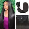 Picture of Tebelove Clip in Hair Extensions Real Human Hair 3.4oz/90g Clip ins 100% Brazilian Remy Human Hair Extension for Women 8pcs Per Set with 18 Clips Double Weft (14 Inch #1B Natural Black)