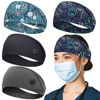 Picture of ABAMERICA Headbands with Button for Mask, Wide Nurses Headbands Non Slip Elastic Ear Protection for Women Men Doctors Sweatband Headband