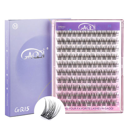Picture of GAQQI Lash Clusters, Eyelash Clusters 120PCS C Curl Individual Lashes, Wispy Cluster Eyelash Extension 14mm Only, Natural Looking Cluster Lashes （GQ15, C Curl, 14mm)