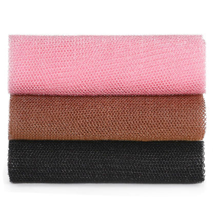 Picture of JASSINS African Exfoliating Net, African Sponge Net,Body Exfoliating Long Net Shower Body Scrubber Back Scrubber Skin Smoother（Black+Coffee+Pink）
