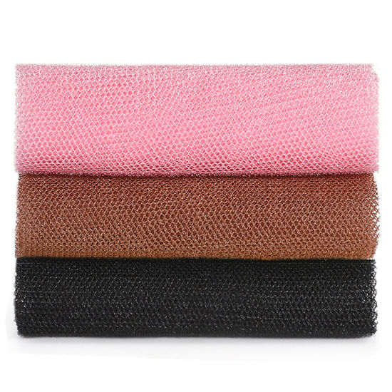 Picture of JASSINS African Exfoliating Net, African Sponge Net,Body Exfoliating Long Net Shower Body Scrubber Back Scrubber Skin Smoother（Black+Coffee+Pink）