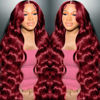 Picture of Glueless Wine Red Wig 99j Burgundy Lace Front Wigs Human Hair 180 Density 13x4 Body Wave Hd Lace Front Wigs Human Hair Pre Plucked Red Lace Front Wigs Human Hair Wig for Women with Baby Hair 32 Inch