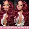 Picture of Glueless Wine Red Wig 99j Burgundy Lace Front Wigs Human Hair 180 Density 13x4 Body Wave Hd Lace Front Wigs Human Hair Pre Plucked Red Lace Front Wigs Human Hair Wig for Women with Baby Hair 32 Inch