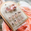 Picture of 24Pcs Valentines Press on Nails Short Square Fake Nails Black Heart False Nails with Designs Short Acrylic Nails Cute Hearts Glue on Nails Full Cover Valentines Day Stick on Nails for Women Girls