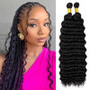 Picture of Eerya Long Curly Braiding Hair 18 Inch 2 Packs Ocean Wave Crochet Hair for Black Women Deep Wave Braiding Hair for Boho Braids (18 inch, 1B)