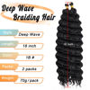 Picture of Eerya Long Curly Braiding Hair 18 Inch 2 Packs Ocean Wave Crochet Hair for Black Women Deep Wave Braiding Hair for Boho Braids (18 inch, 1B)