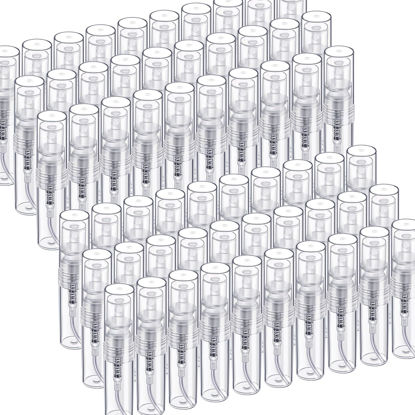 Picture of Fandamei Mini Spray Bottle, 60PCS 2ml Mini Clear Plastic Spray Bottle Empty, Fine Mist Refillable Mini Perfume Bottle. Small Empty Sample Containers Bottle. 2ml, 60 Pack, Clear
