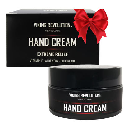 Picture of Viking Revolution Mens Hand Cream for Men - Hand Cream for Dry Cracked Hands Repair Cream - Dry Hand Cream for Dry Hands Balm - Aloe Vera Dry Hands Treatment Skin Moisturizer with Vitamin E (3.5oz)