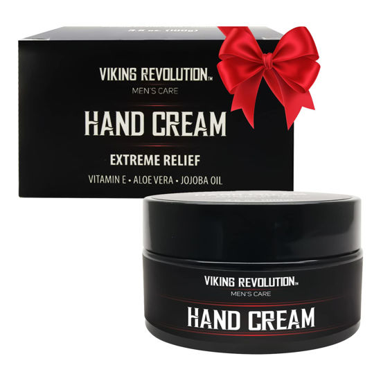 Picture of Viking Revolution Mens Hand Cream for Men - Hand Cream for Dry Cracked Hands Repair Cream - Dry Hand Cream for Dry Hands Balm - Aloe Vera Dry Hands Treatment Skin Moisturizer with Vitamin E (3.5oz)