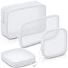 Picture of Weewooday 4 Pcs Mesh Makeup Bag Mesh Cosmetic Bag Travel Toiletry Bag Pouch with Zipper Mini Portable Makeup Cosmetic Travel Toiletry Purse Bag for Daily Accessories (White,Small, Large, Medium)