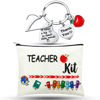 Picture of Teacher Appreciation Gift Set Teacher Makeup Pouch Cosmetic Bag Teacher Keychain with Initial Valentines Graduation Gifts for Teacher (V Shape)