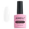 Picture of AIMEILI Clear Rubber Base Gel For Nails, Soak Off U V LED Hema Free Clear Sheer Gel Nail Polish, 4 in 1 Nail Strengthen/Enhance/Base Coat/Color Gel Polish 10ml