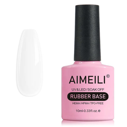 Picture of AIMEILI Clear Rubber Base Gel For Nails, Soak Off U V LED Hema Free Clear Sheer Gel Nail Polish, 4 in 1 Nail Strengthen/Enhance/Base Coat/Color Gel Polish 10ml