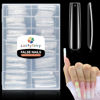 Picture of Luckyfairy Extra Long Square Nail Tips, XXL 120Pcs 12 Sizes No C Curve Clear Acrylic Nails Straight Tapered Square Press on False Nail Tips for Nail Extension Nail Art Salon Home DIY