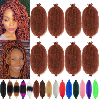 Picture of 8 Packs Springy Afro Twist Hair 22 inch Pre-Separated Marley Twist Braiding Hair Soft Synthetic Crochet for Distressed Faux Locs Spring Twist Hair Extensions for Women