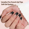 Picture of 150Pcs Black French Gel Nail Tips, Vansiho Long Square Nail Tips, Pre-French Tips Press on Nails Brown, Fake Nails for Nail Art DIY 15 Sizes
