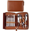 Picture of FAMILIFE Manicure Set, Professional Manicure Kit Nail Clippers Set 11 in 1 Stainless Steel Pedicure Tools Nail Kit Men Grooming Tool with Portable Brown Leather Travel Case Luxury Gifts for Him