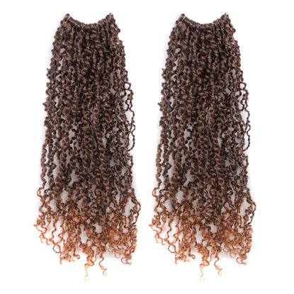 Picture of Toyotress Yanky Twist Crochet Hair - 12 Inch 2 Packs (30 Strands/Pcs) Pre-twisted Fluffy Spring Mini Twist Short Passion Twist, Ombre Brown Pre-Looped Crochet Braids Braiding Hair (12 Inch, T30-2P)