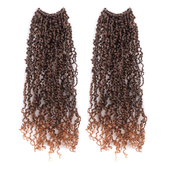 Picture of Toyotress Yanky Twist Crochet Hair - 12 Inch 2 Packs (30 Strands/Pcs) Pre-twisted Fluffy Spring Mini Twist Short Passion Twist, Ombre Brown Pre-Looped Crochet Braids Braiding Hair (12 Inch, T30-2P)