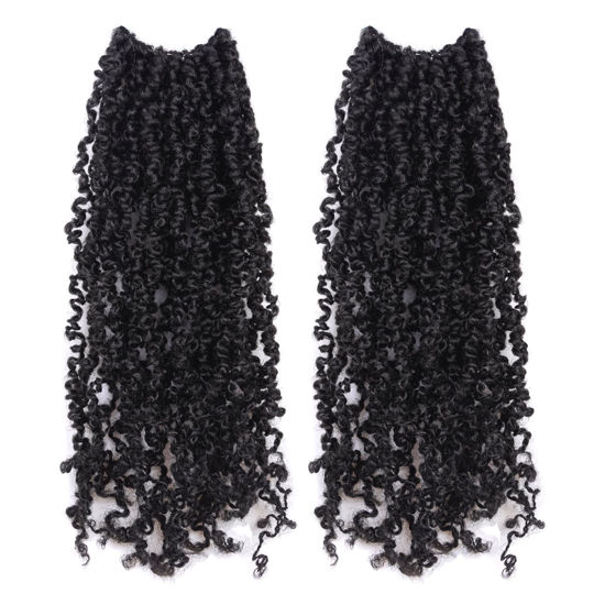 Picture of Toyotress Yanky Twist Crochet Hair - 16 Inch 2 Packs (30 Strands/Pcs) Pre-twisted Fluffy Spring Mini Twist Passion Twist, Natural Black Pre-Looped Crochet Braids Braiding Hair (16 Inch, 1B-2P)