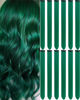 Picture of Olldag 20 Inch Colored Green Hair Extensions Party Highlights Colorful Clip in Hair Extensions Straight Synthetic Hairpieces for Women Kids Girls Halloween Christmas Cosplay (Dark Green)