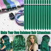 Picture of Olldag 20 Inch Colored Green Hair Extensions Party Highlights Colorful Clip in Hair Extensions Straight Synthetic Hairpieces for Women Kids Girls Halloween Christmas Cosplay (Dark Green)