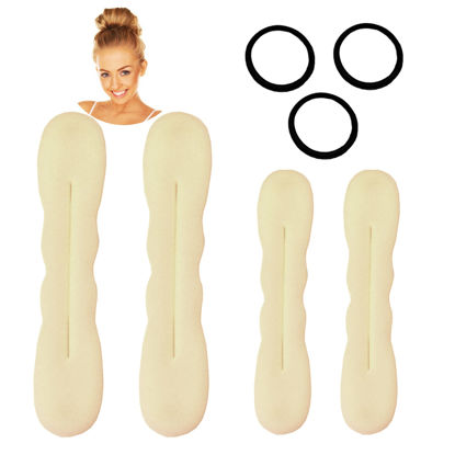 Picture of Styla Hair Blonde Magic Hair Bun Maker 4 Pack (2 Small, 2 Large) - Foam Sponge Buns with Hair Ties, Flexible Shaper Accessories for Updos, Ballet Buns, French Twists & More!